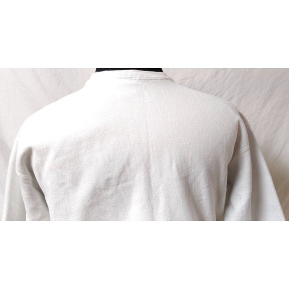 Champion Reverse Weave Medium White Crop Spellout Logo Heavyweight Sweatshirt - Picture 9 of 13